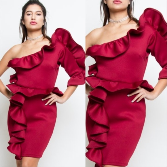 GLAMOUR GIRL Burgundy Dress - Picture 2 of 3